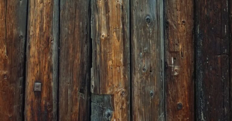 Rustic brown wood fence with weathered texture and visible grain