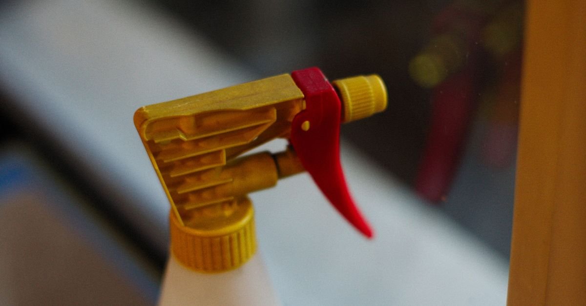 Close-up of a pump sprayer nozzle, the low-pressure applicator roof cleaning solutions are designed for